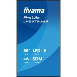 IIYAMA LH8675UHS-B2AG Pantalla LED 85.6" 4K Ultra HD 3840x2160 IPS para señalización digital con WiFi, 3xHDMI, 2xUSB, DisplayPort