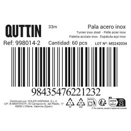 Privilege Pala de Cocina de 33 cm de Acero Inoxidable Qutti (60 Unidades)