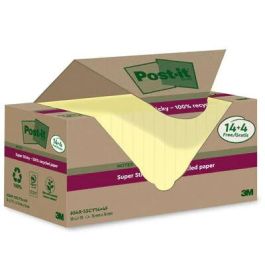 Post-It 7100284878 PACK 14+4 BLOCS 90 HOJAS NOTAS RECICLADAS ADHESIVAS SUPER STICKY AMARILLO PASTEL 76X76MM