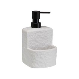 Versa Dispensador de jabón Viti blanco con estropajero, de Resina 10.2x17.5x11.5 cm (2 Unidades)