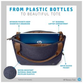 HP Renew 14 Navy Tote para Portátil 14 pulgadas, Bolso Hombro Eco-Consciente, Protección para Esenciales con Plástico Reciclado