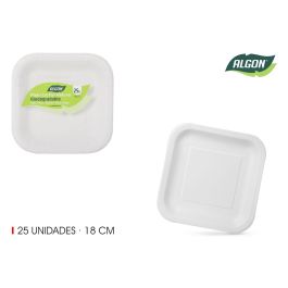 Set de 25 Platos Cuadrados de Cartón Natural 18 cm Algon (18 Unidades) Precio: 18.79000046. SKU: B1HJVTQRJC