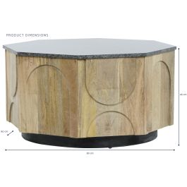 DKD Home Decor Mesa Centro Moderno Mango y Marmol 80 x 80 x 45 cm