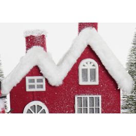 DKD Home Decor Casa de Navidad Luminosa LED Alpina de Porexpan, Decoración Navideña Rojo Blanco Verde 15x21x39 cm
