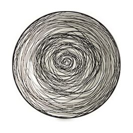 Plato Hondo Vessia MB19A3181-SB MB19A3181-SB Blanco Negro Porcelana Rayas 20 x 4,7 x 20 cm (6 Unidades)