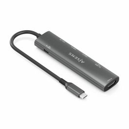 AISENS ASUC-7P027-GR Docking Station USB-C 7 en 1 con HDMI 4K, 3 Puertos USB, USB-C PD 100W y Lector Tarjetas SD/MicroSD Gris