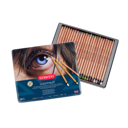 Derwent Lapices Colores Lightfast Resistente a la Luz Caja Metalica 24 Colores Surtidos