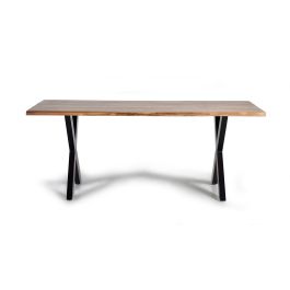 Giner y Colomer Mesa de Comedor Acacia Maciza con Patas de Metal Natural 200x100 cm