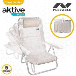 Silla playa aluminio plegable 5 posiciones 48x46x84 cm con cojin mas asa. Silla playa aluminio plegable 5 posiciones 48x46x84 cm con cojin mas asa.