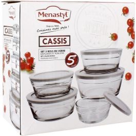 Menastyl 5039038 - Juego de 5 Cuencos con Tapas de plástico Resistentes - Capacidades: 150 ml, 230 ml, 400 ml, 610 ml y 940 ml