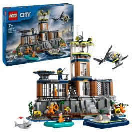 LEGO 60419 City Prisión de Policía de Aguas Profundas Juguete con Helicóptero Barco 7 Minifiguras Figura de Perro