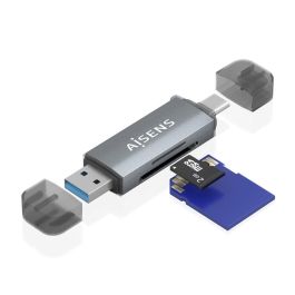 AISENS ASCR-2AC08-GR MultiLector Externo USB 3.1 Gen1 SD, Micro SD, MMC, SIM, USB-A y USB-C, Gris