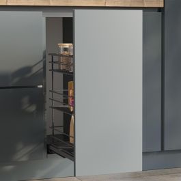 Emuca Carro extraíble Titane de fijación inferior con cierre suave, módulo 300mm, Acero, Gris Antracita