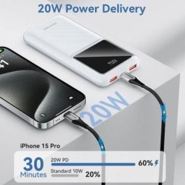 Vention FHKB0 Powerbank 10000mAh 22.5W Carga Rápida Negra | Múltiples puertos USB, USB-C y Micro-USB para dispositivos