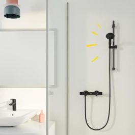 Set de ducha con rociador de 2 chorros, barra de 60 cm y flexo de 1,75 m - GROHE Vitalio Start 110 279482431 - Ahorro de agua - Negro mate