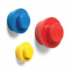 LEGO 40161732 Gancho universal de pared ABS, Pack 3 unidades (Rojo, Azul, Amarillo) Room Copenhagen
