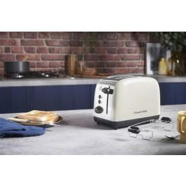 Russell Hobbs 26551-56 Tostador Colours Plus Crema con Ranuras Anchas, Función Levantar y Ver y Calientapanecillos