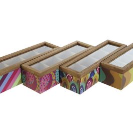 Caja Infusiones Moderno DKD Home Decor Multicolor Blanco 9 x 8 x 30 cm (4 Unidades)