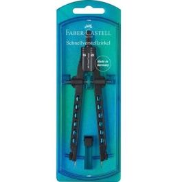 FABER-CASTELL 174340 Zirkel Schnellverstell. Factory, compás escolar azul de 34 cm de diámetro máximo