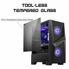 MSI MAG Forge 100M Midi Tower Negro Transparente con Iluminación Púrpura y Panel de Vidrio Templado para PC Gaming