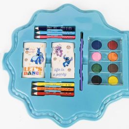 Cerdá Set de Papelería para Colorear y Dibujar Stitch en Caja Azul de 27x27x5 cm - Material de Arte Infantil +3 Años