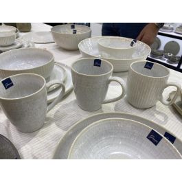 DKD Home Decor Plato Horeca Blanco Gres Esmaltado 21 x 2 x 21 cm (6 Unidades) Apto Horno Microondas Lavavajillas