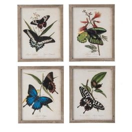 DKD Home Decor Cuadro Shabby con Mariposas de Cristal y Abeto Multicolor Beige 50x40 cm (4 Unidades) Precio: 118.49999964. SKU: S3028635