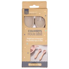 Tom et Zoe Juego de 2 Cubiertos para Bebé Puericultura - Gris, Amarillo, Rosa, Azul