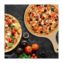 FACKELMANN FAC1721347059011 Juego 2 Tablas Madera Pizza Tarta Flambeada Cortador Acero Inoxidable 30 cm