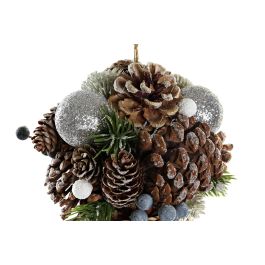 DKD Home Decor Bola Decoración Navidad Alpina Nevado con Piñas y Plástico - Frutos Blancos Natural Blanco 14x20x14 cm (2 Unidades)