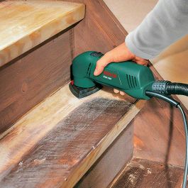 Bosch PDA 180 Lijadora Multi-uso 180W, Sistema SDS, Extracción Polvo, 3 Abrasivos, ideal para Esquinas y Acabados