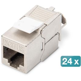 Digitus Módulo Keystone CAT6a RJ45 Apantallado sin Herramientas, Plata, Pack de 24 Unidades para Cable AWG 22-26