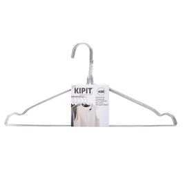 Set 10 Perchas de Acero Plata Grande Kipit 40x20x2 cm (24 Unidades) Set 10 Perchas de Acero Plata Grande Kipit 40x20x2 cm (24 Unidades)