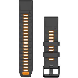 Garmin Correa QuickFit 22mm Silicona Grafito/Naranja para Reloj Inteligente (Approach S60, S62, S70 - 47mm, D2 Delta, Descent G1)