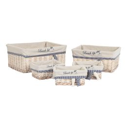 Cesta Mediterraneo DKD Home Decor Beige Azul 38 x 13 x 48 cm Set de 5