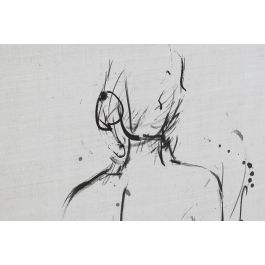 DKD Home Decor Cuadro Moderno Blanco Negro Madera 90 x 70 x 2.5 cm (2 Unidades)