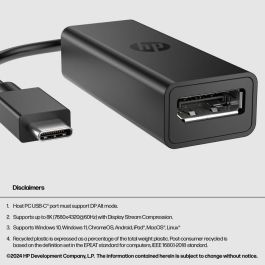 HP Adaptador USB-C a DisplayPort G2 – Conectividad 8K y Diseño Plug-and-Play Portátil