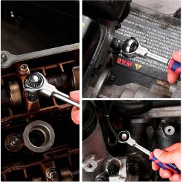 Workpro Carraca Cabeza Articulada 1/4" 72 Dientes Liberación Rápida Mango Ergonómico Acero Cromado Cromo Molibdeno