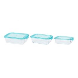 Excellent Houseware Fiambreras de cristal templado con tapa de polipropileno, set de 3 (630 ml, 1000 ml, 1480 ml), aptas para microondas y lavavajillas