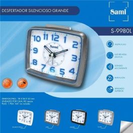 SAMI Despertador Digital Grande de Cuadrado con Luz Azul, Silencioso, Negro - DESPERTADOR SAMI GRANDE CUAD SILENC.LUZ AZUL DIG NEGRO