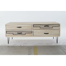 DKD Home Decor Mueble TV Morefond Indus Loft Natural Negro 115 x 43 x 61 cm