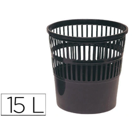 Q-connect Papelera 15 litros rejilla plástico color negro 285x290 mm
