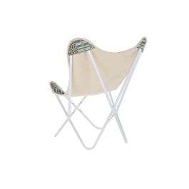 DKD Home Decor Sillon Boho Onari Algodón Hierro Azul Blanco Verde Menta, detalle Mariposa, Altura Asiento 40 cm, 65x74x90 cm, Desmontable