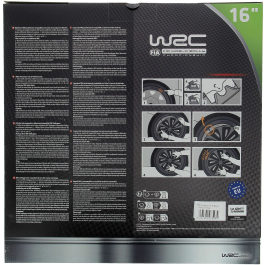 WRC 4 Enjo Bi-colo 16 TURBO Tapacubos para Ruedas de 16 Pulgadas, Juego de 4, Diseño Deportivo Bicolor Negro Mate y Gris Plateado