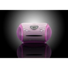 Lenco SCD-24 Radio Digital FM Rosa con Reproductor - Pantalla y Antena Telescópica - Salida Auriculares