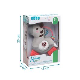 KioKids Juguete Peluche Cebra Colgante para Cuna y Cochecito con Música, Luces, Mordedor, Lavable, Gris, +3 Meses