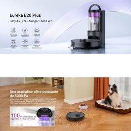 Eureka EUR1737988738526 Robot aspirador E20 Plus, 8000 Pa, 65 dB(A) silencioso, negro
