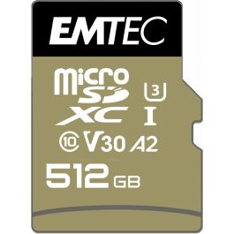 EMTEC M512GB SpeedIN Pro Tarjeta microSDXC UHS-I U3 V30 A2 512GB con Adaptador SD