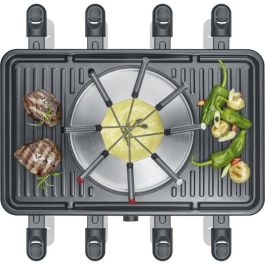 Severin RG2347 Combo Raclette-Fondue para 8 personas con Caquelon, Tenedores y Espátulas - Negro