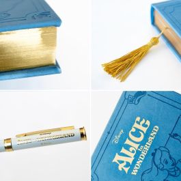 ERIK Set Cuaderno A5 200 Hojas Tapa Dura + Bolígrafo Alicia en el País de las Maravillas Disney con Marcapáginas y Caja Regalo